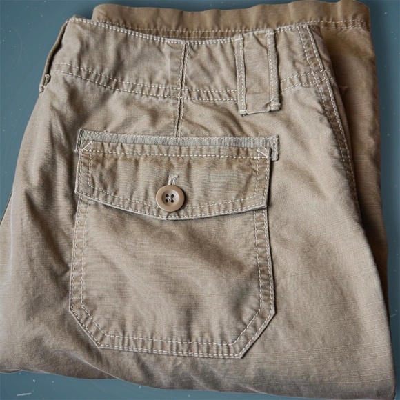 Eddie Bauer Size 8 Khaki Roll-up Pants Y2K Embroidered Detail - Picture 4 of 12